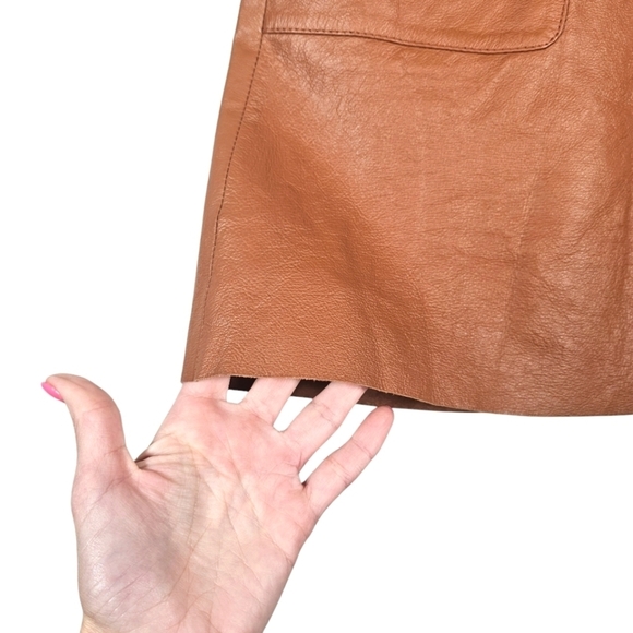 Warehouse Camel Leather Mini Skirt Size Small - Picture 6 of 9